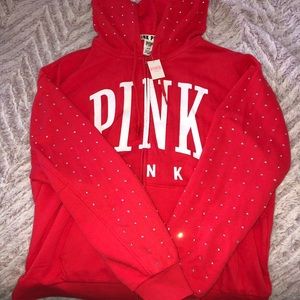 Victoria Secret red rhinestone zip hoodie